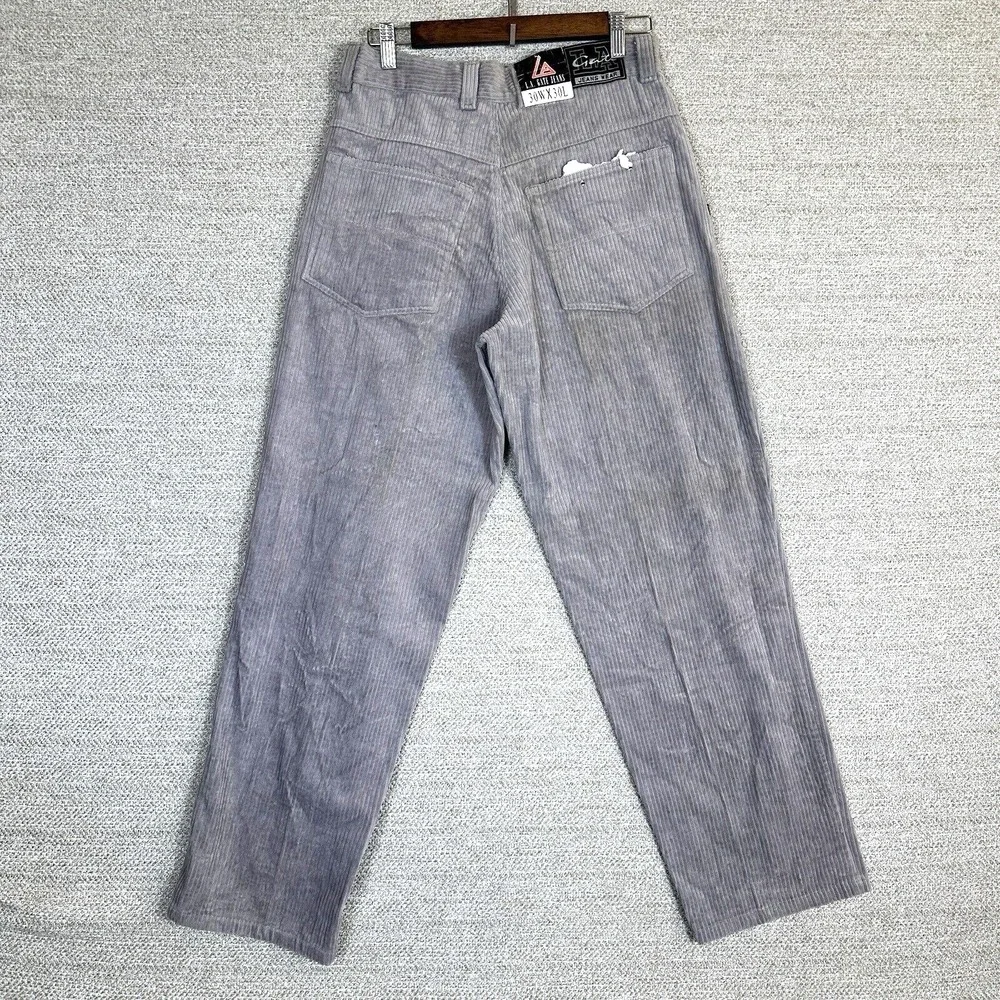 Vtg Y2K LA‎ GATE Wide Leg Baggy Corduroy Jeans Skate Grunge Hip Hop 30x29
